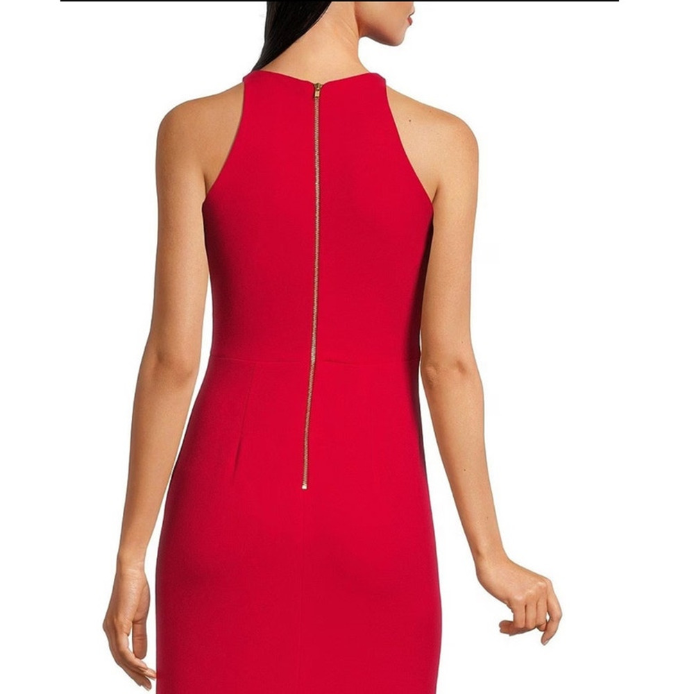 NWT Besty and Adam Round Neck Sleeveless Ruffle High-Low Stretch Crepe Gown SZ 8 - Picture 4 of 9